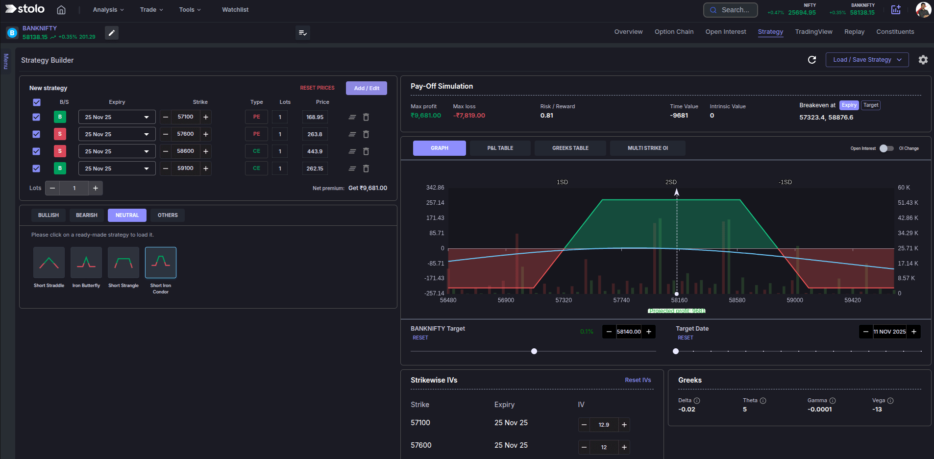 Strategy Builder dark mode in Stolo