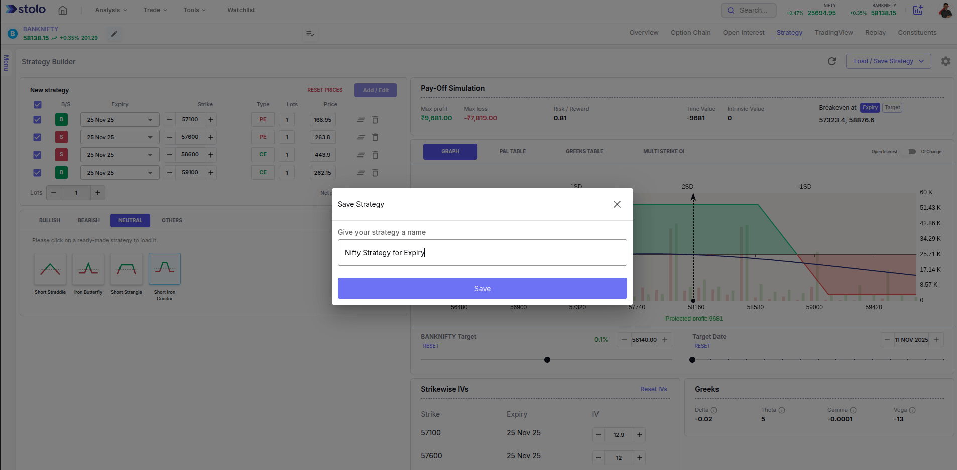 Strategy Builder - Load saved Strategy in Stolo